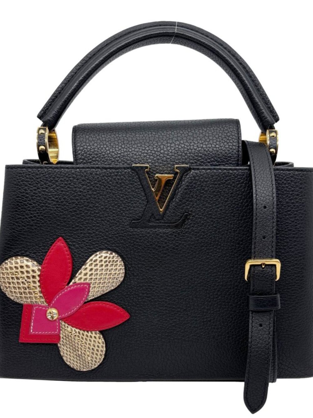 Louis Vuitton Capucine MM Iris Bloom Taurillon Snakeskin Leather Shoulder Bag B
